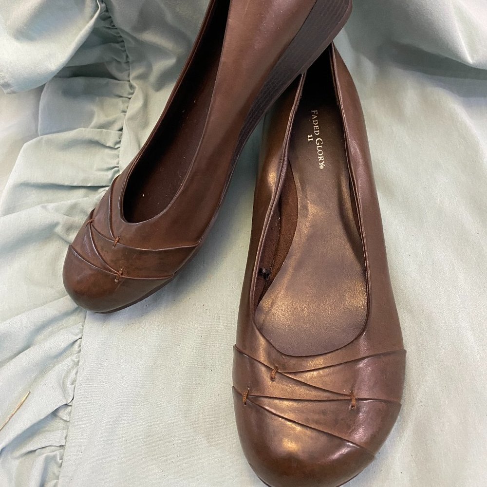 Faded Glory "Wendy" Brown sz 11 Loafer -1 1/2" heel